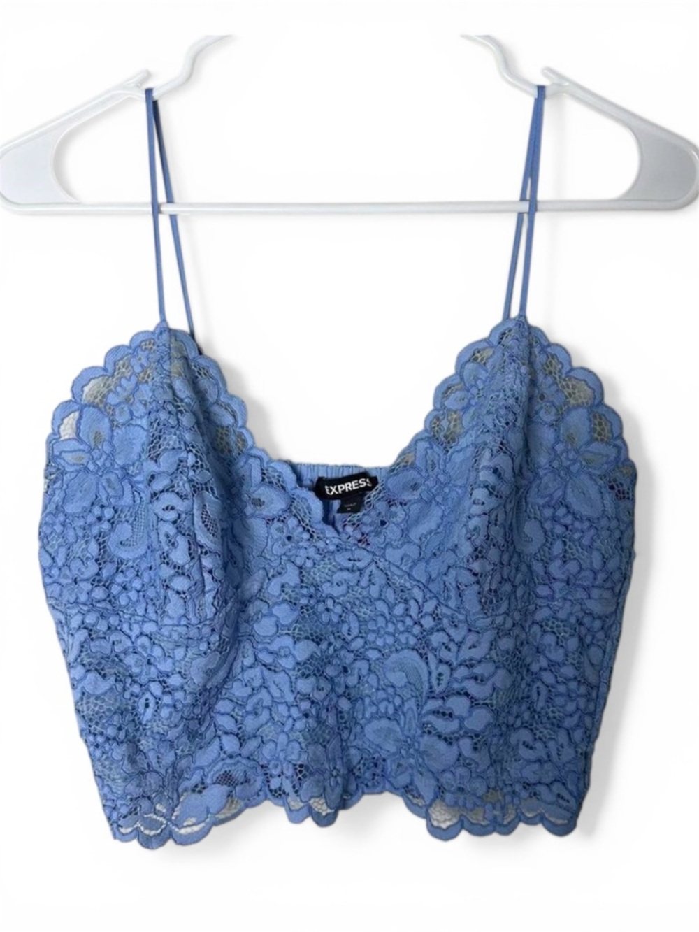 Cottagecore Light Blue Lace Bralette Cropped Tank Top Womens Size Medium Fairy